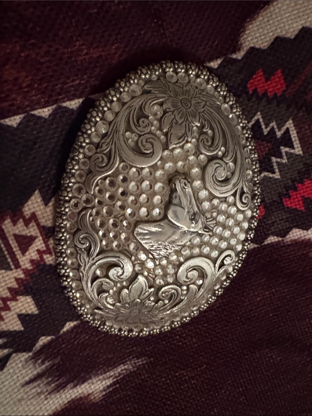 Nocona Silver-Tone Oval Western Belt Buckle